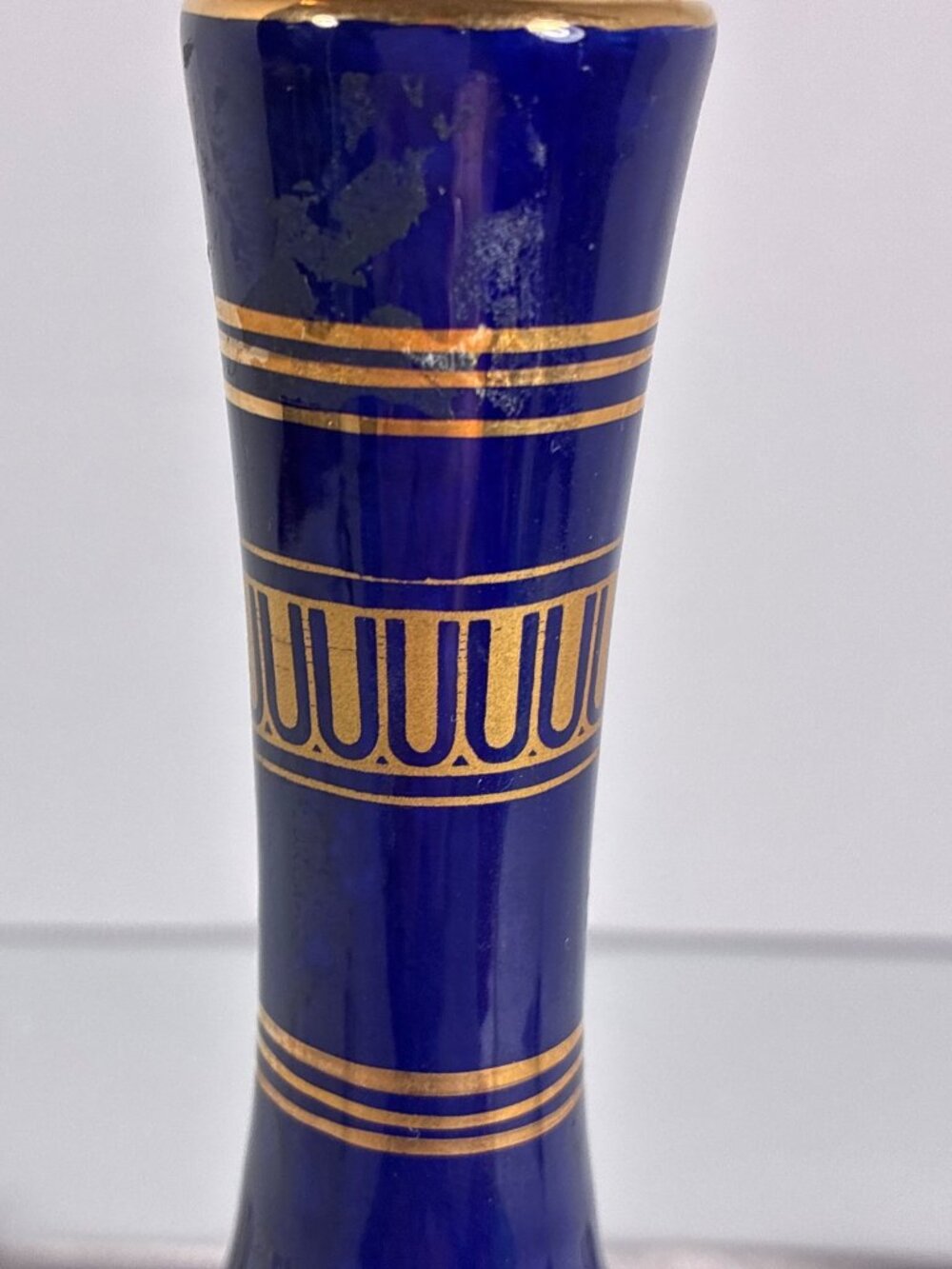 Vintage Greek Cobalt Blue 24K Gold Bud Vase - Picture 6 of 11